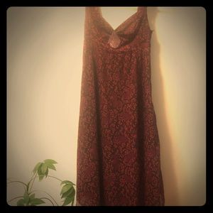 Dark purple red evening or party dress